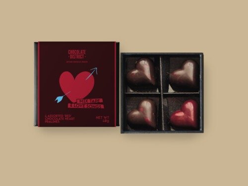 Valentine's Day Red chocolate heart pralines